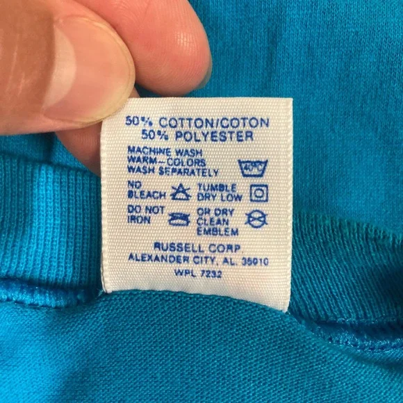 Vintage Jerzees Nashville Music City USA T-Shirt Blue Made in USA Large 50/50 - Picture 9 of 12